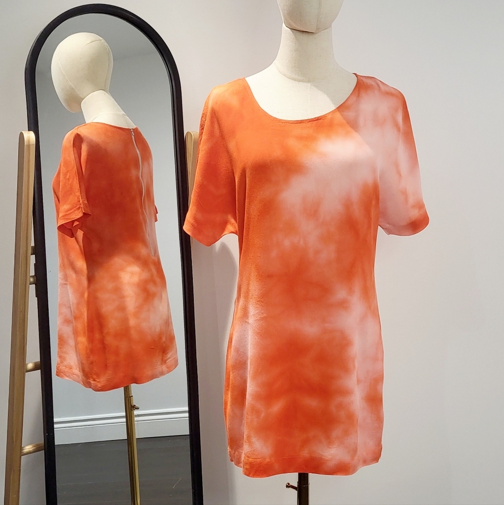 Sandro orange tie dye mini dress
